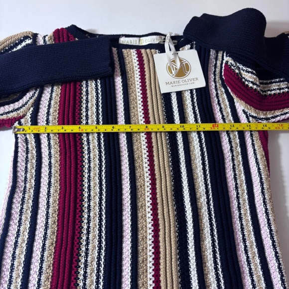 Marie Oliver Knit Sweater Striped Ribbed Cuffs Boat Neck Multi-Color Size Small - Picture 11 of 15